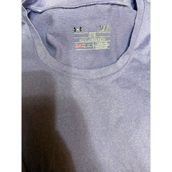 Under Armour Womens Small Purple HeatGear Fitted Short Sleeve Athletic Shirt Gym - Image 5