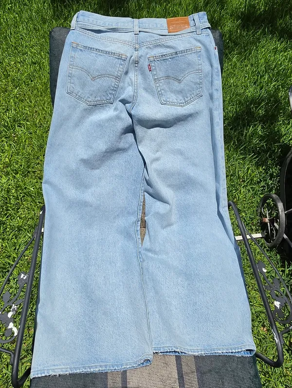 Levis Premium Womens XL Straight Jeans 28 Linen Blue Mid Rise Baggy Loose - Image 4