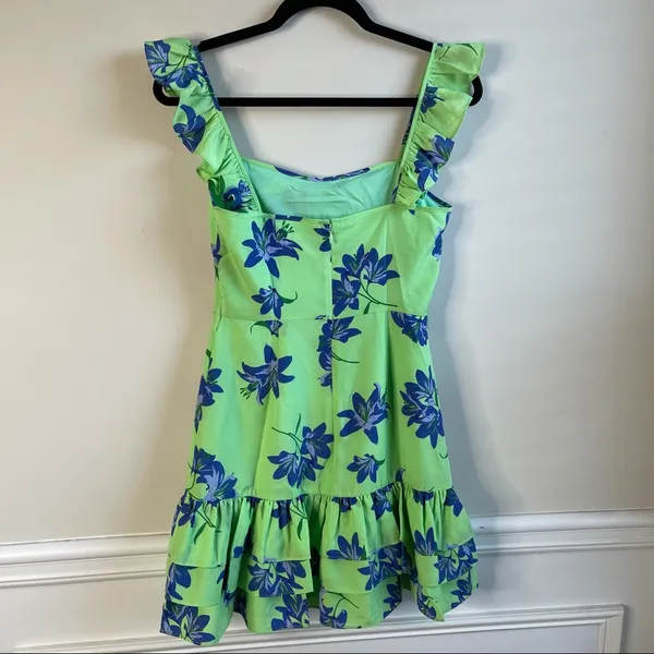 Anthropologie Likely green floral charlotte‎ mini ruffle dress size 0 - Image 4