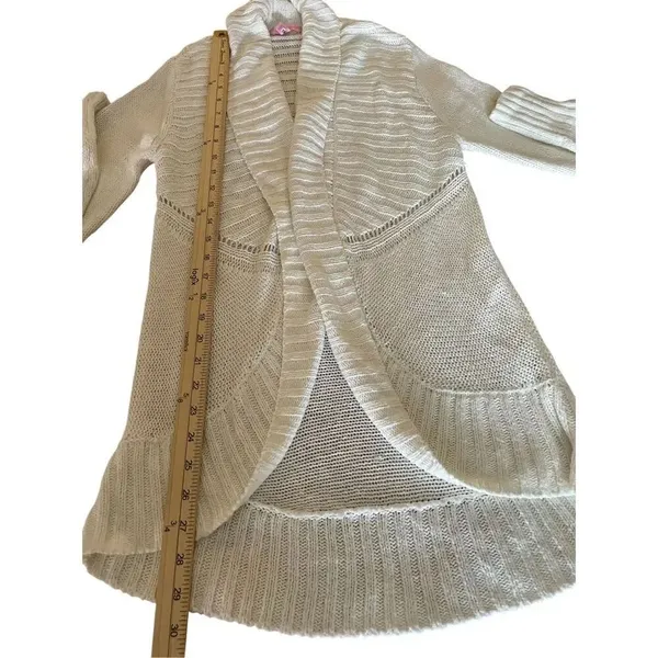 Lilly Pulitzer Cream Front Clasp Open Front Cardigan Sweater M - Image 7