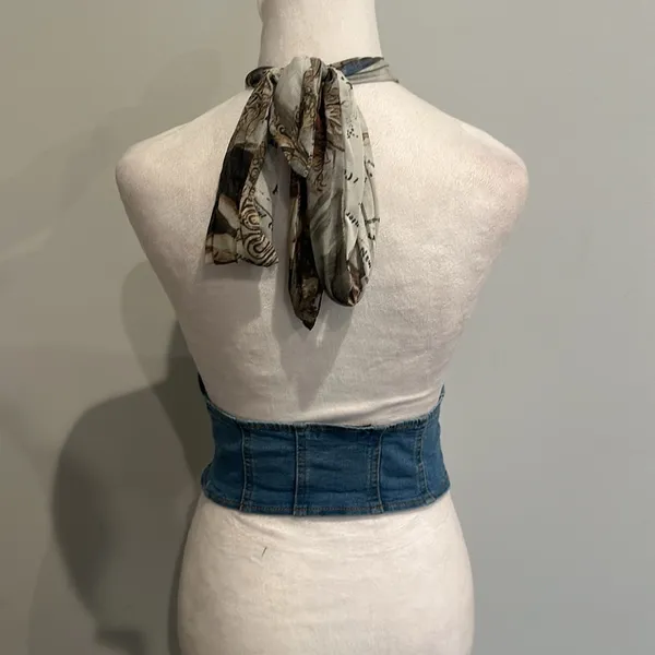 HAZEL BOUTIQUE denim corset halter top - Image 3
