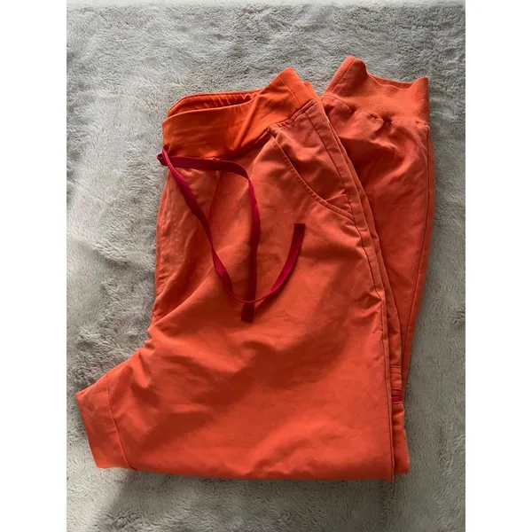 Figs Orange Red Drawstring Jogger Scrub Pants With Pockets For Women Size XL - Image 8