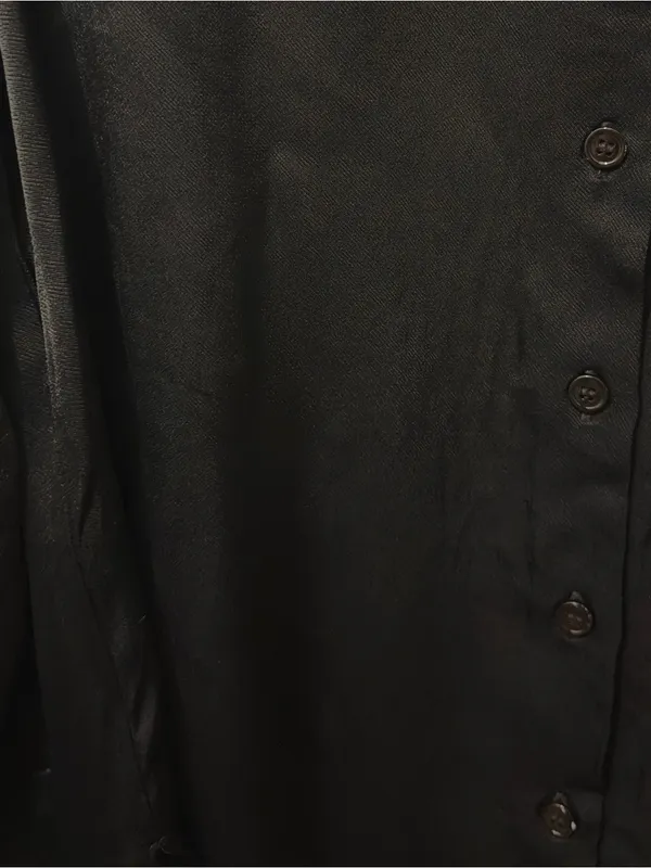 ZARA | EUC Black Satin Silky Button-Down Long Sleeve Shirt Blouse (Size M) - Image 11