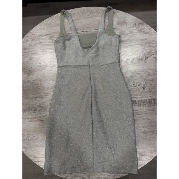 Mi Ami Silver Metallic Shimmer Ruched Cocktail Dress Medium NWT Party Mini - Image 10