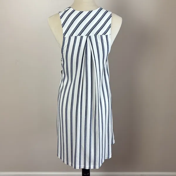 Free People Tuxedo Stripe Wrap Dress Sleeveless‎ Blue Side Slit Size XS - Image 10