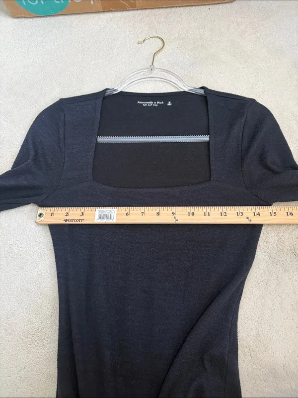 Abercrombie & Finch Soft AF Long-Sleeve Squareneck Black Bodysuit Size Medium - Image 5