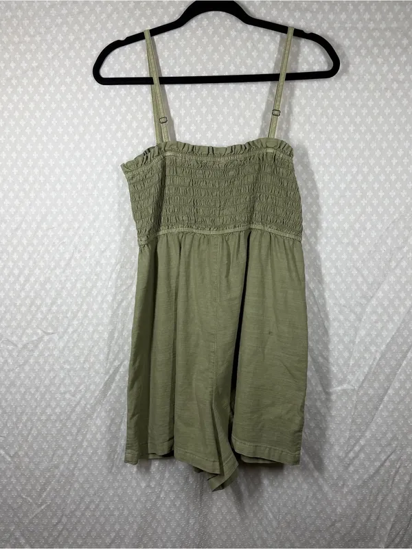 Anthropologie Pilcro Olive Green Smocked Pocket Romper - Image 6