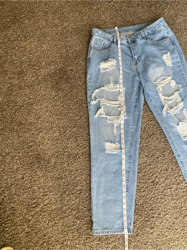 SHEIN Light Blue Distressed Boyfriend Jeans - Image 3