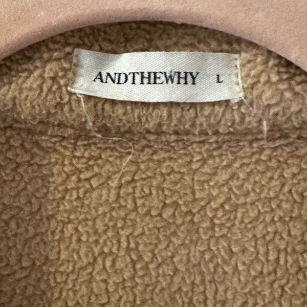 women's oversized jacket in a faux shearling and smooth fabric mix size L‎ - Image 4