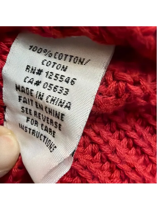 Habitat Clothes To Live In Red Chunky Knit Side Zip Mock Neck Tunic Sweater XL - Image 10