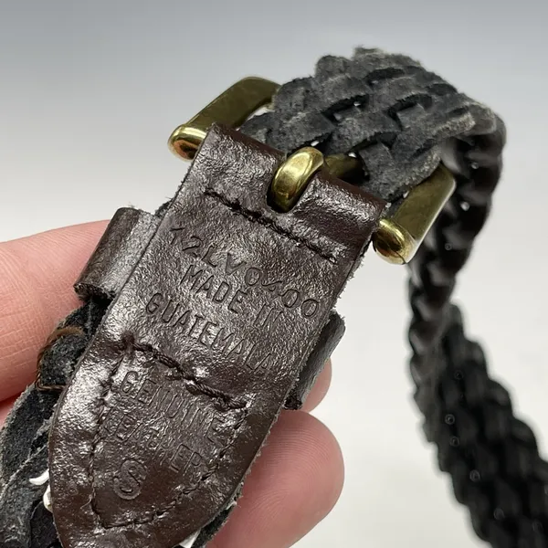 Vintage Levi's Brown Leather Woven Belt w/Brass Size‎ S Small - Image 5