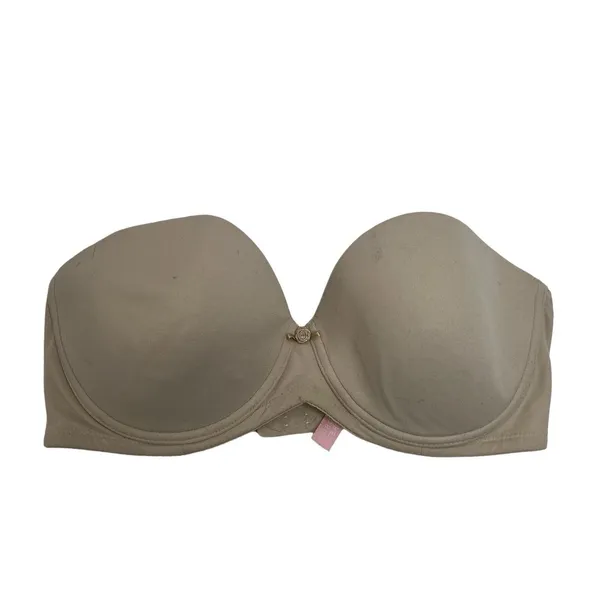 VTG Y2K Victoria's Secret 34C Strapless Bra Tan Nude Underwire Padded NO STRAPS - Image 2
