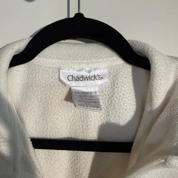 Chadwicks White Ivory Sherpa Fleece Zip-up Vest - Size Large - Image 2