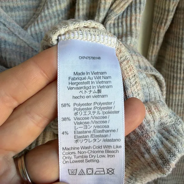 MADEWELL Space-Dye Pastel Faux Wrap Soft Rainbow Long Sleeve Knit Top Womens XL - Image 8