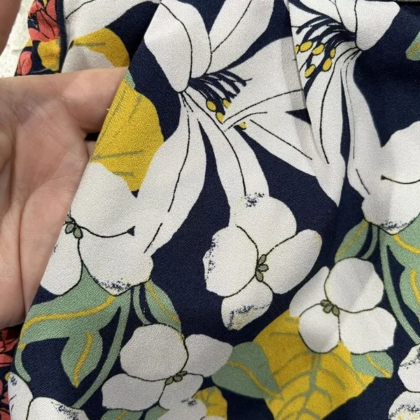 Zara Trafaluc Size S‎ Floral Cropped Pants Paperbag Pockets Elastic Waist Zip Up - Image 7