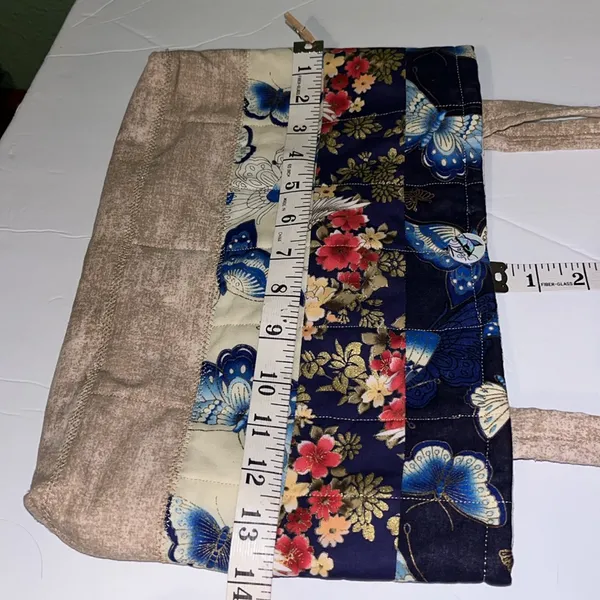 Vintage Quilted butterfly tote bag purse - Image 11