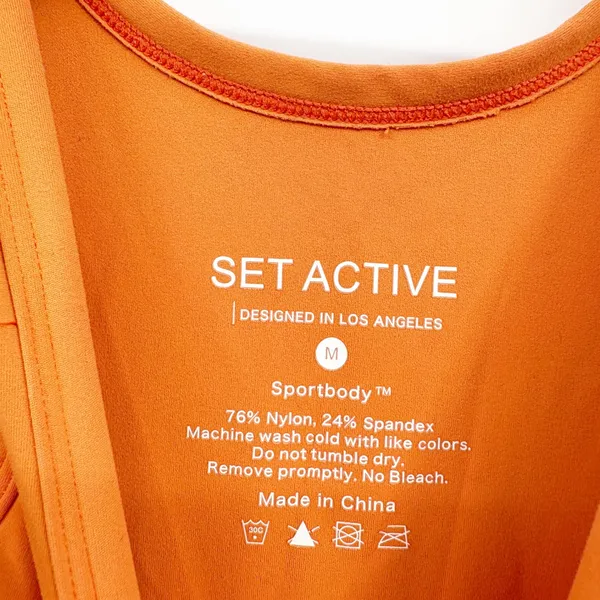 SET ACTIVE Womens Orange Sportbody Athleisure Shortysuit Athletic Romper Size M - Image 4