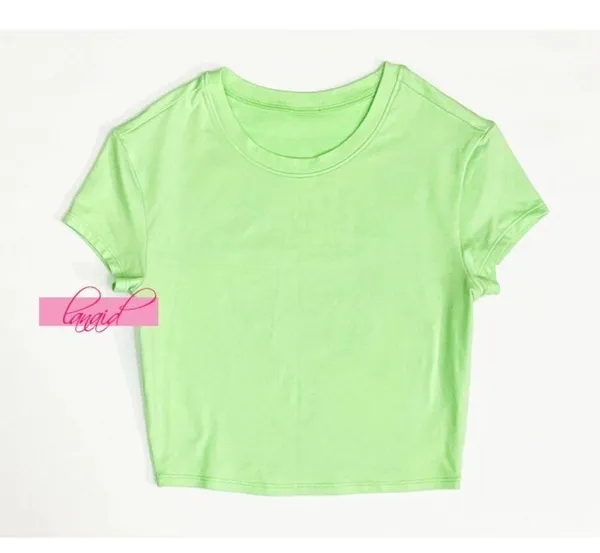 Alo Crop Finesse Short Sleeve Ultramint Neon Bright Stretchy Cropped T-Shirt Top - Image 6