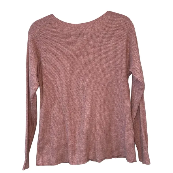 American Eagle Waffle Knit Sweater Small Pink Lightweight Crew Neck Casual‎ - Image 3