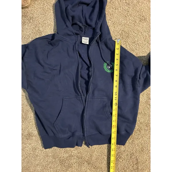 Victoria's Secret Blue Graphic Print Full Zip Hooded Jacket Oversized XS - Image 7