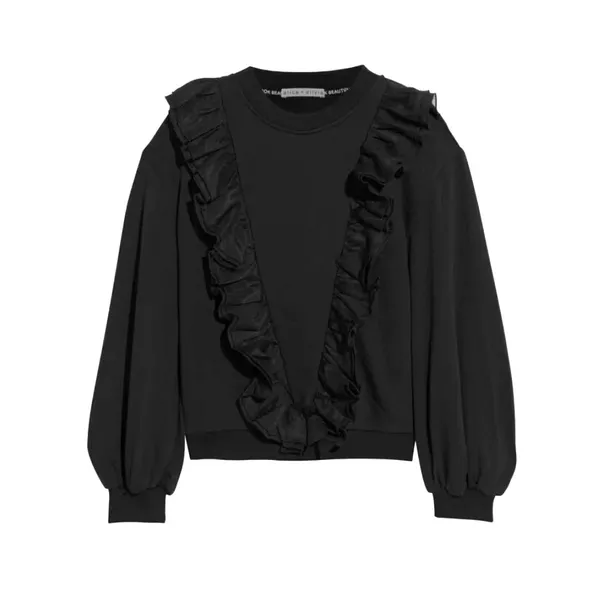 Alice + Olivia Carrie Ruffle Sweatshirt‎ Sweater Black XS - Image 5