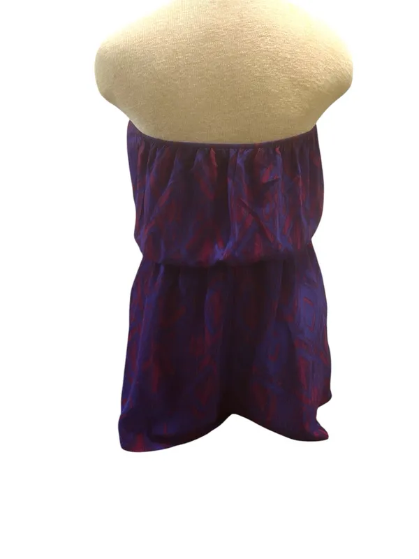 Purple and red sheer shorts strapless romper - Image 3