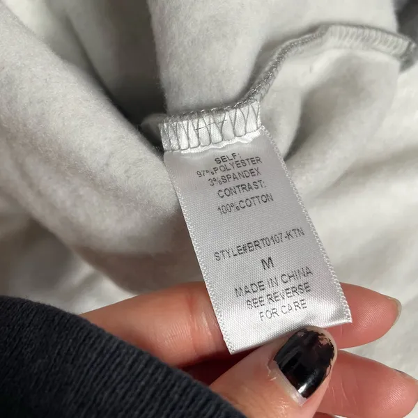 Kittenish Grey Cropped Sweatshirt Rainbow Stripe Sleeve Lounge‎ Athleisure M - Image 7