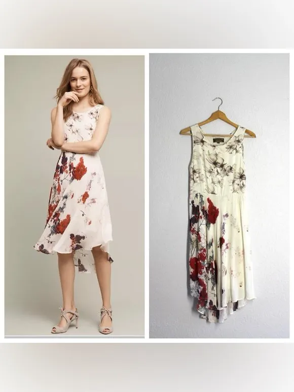 Anthropologie Varun Bahl Floral Levu Swing Dress Size L Sleeveless Hi-low - Image 2