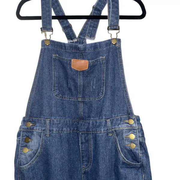 Relaxed Dark Blue Denim Overalls for Women - Image 2