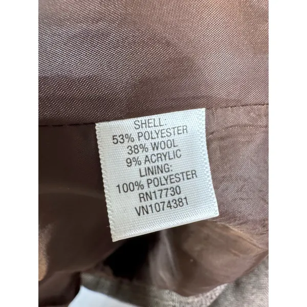 Merona Jacket Belted Herringbone Wool Blend Women's XXL Brown Tweed Workwear - Image 4