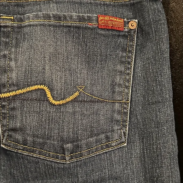 7 For All Mankind Dark Blue Bootcut Jeans - Image 3