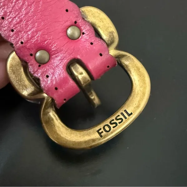FOSSIL BT4028690 Pink Scalloped Edge Leather Belt Size S Waist 29.5”-33.5” - Image 12