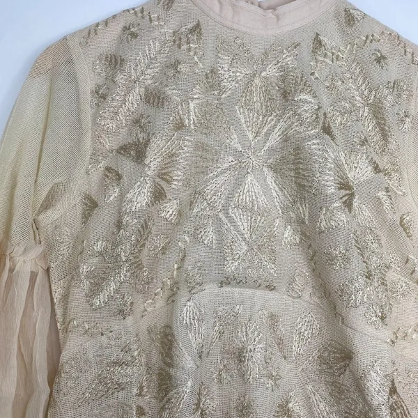 Free People Mini Boho Dress Women Size 0 Cream Embroidered Witch‎ Fairy Concert - Image 6