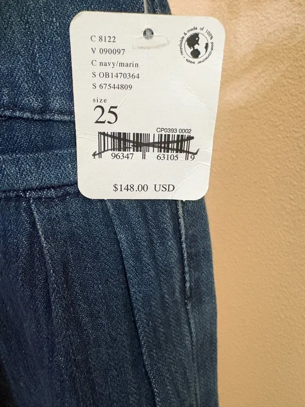 We the Free Free People Charlie Wide Leg Jeans Navy/Marin OB1470354 Size 25 NWT - Image 8