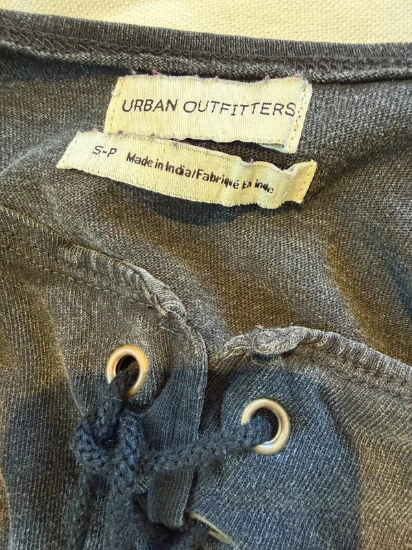 URBAN OUTFITTERS Black Washed Denim Lace Up Corset Tank Top Size Small - Image 10