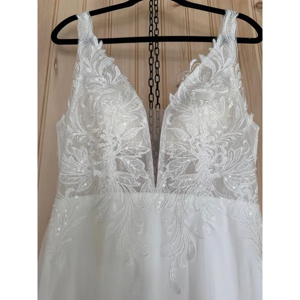 NWT Lulus Forever Promised White Chiffon Embroidered Sequin Maxi Dress Bridal L - Image 6