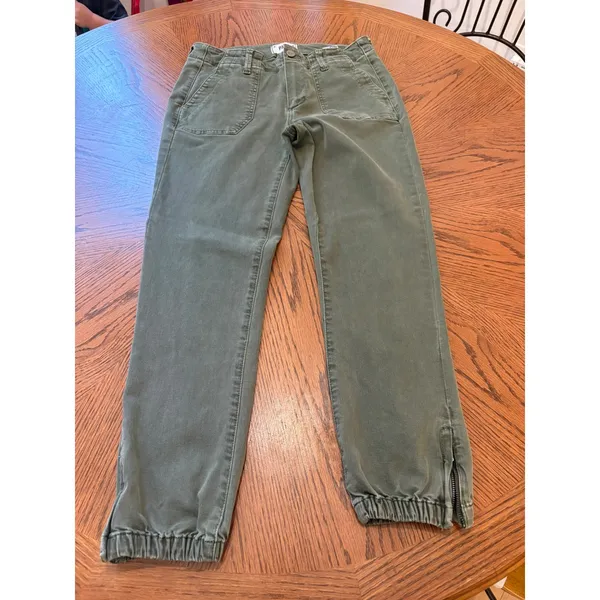Paige Mayslie Jogger Women 28 Ivy Green Utility Cargo Ankle Zip Slim Fit Pants - Image 2