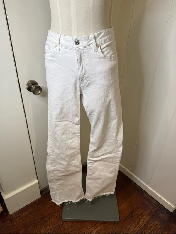 Mango White High-Rise Fiona Flare Leg Jeans Sz 8 - Image 4