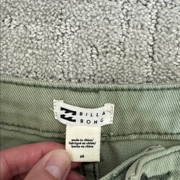 Billabong Wall To Wall Cargo Pants green denim straight leg loose fit baggy - Image 7