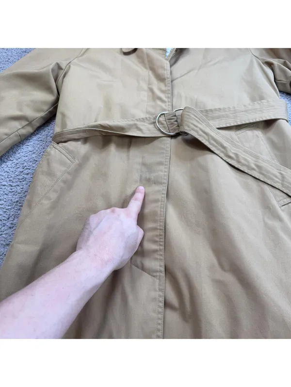 Vintage London Fog Maincoats Full Length Tan Belted Trench Coat Womens 10 P USA - Image 9