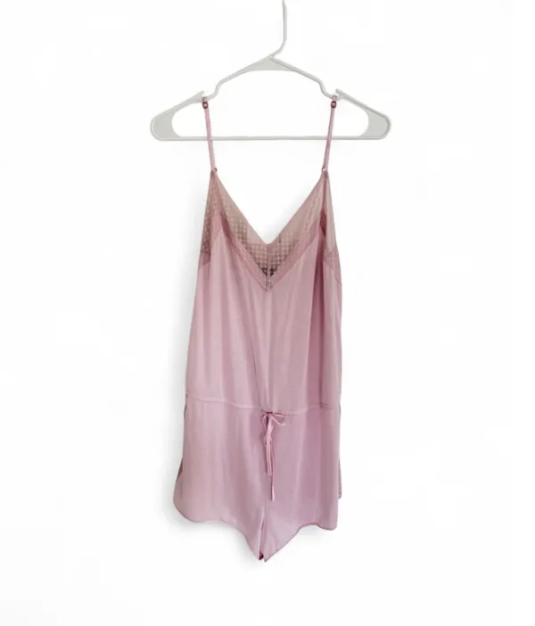 Victoria's Secret Women’s Sleep Romper Medium Pink Lace Trim Lounge Feminine - Image 2