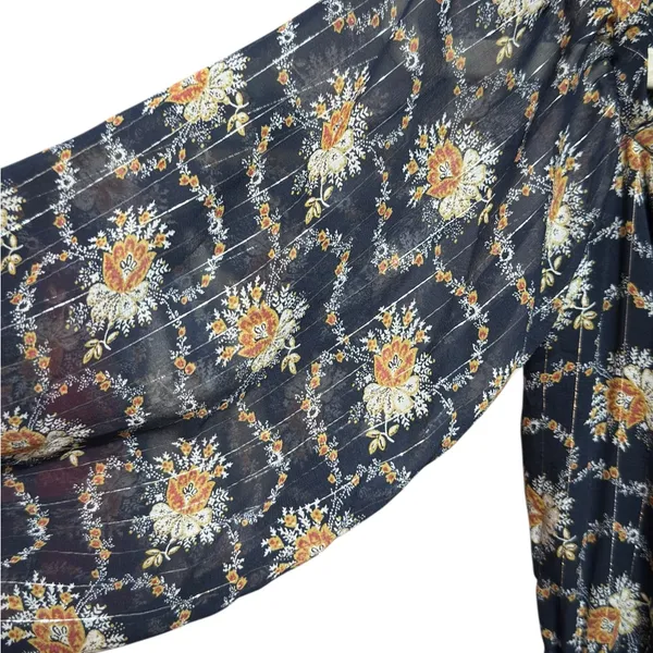 Club Monaco Tansa Dress in Deep Sapphire Blue Floral Metallic‎ Pattern Sz 2 - Image 13