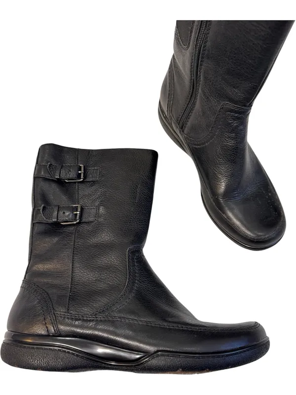 Clarks Black Leather Mid Calf Boots Womens 9.5 Fall Classic Comfort - Image 2