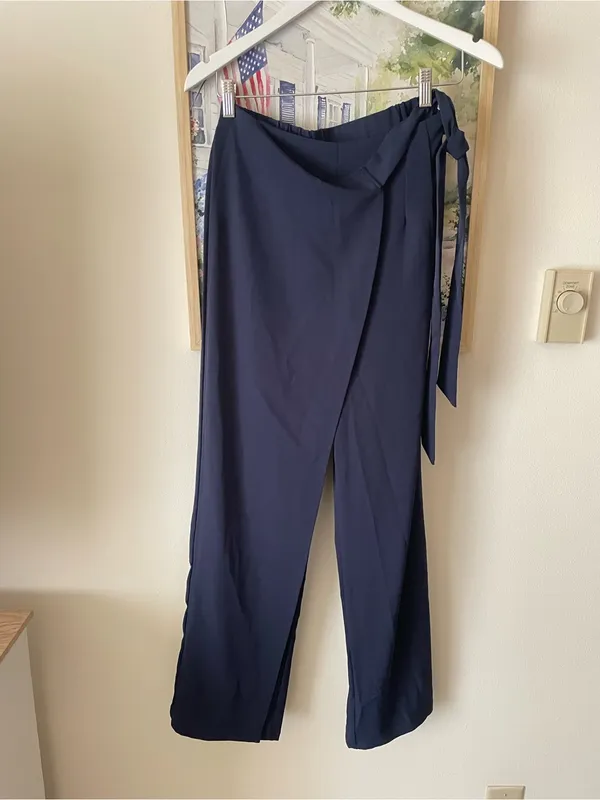 Halara Flex High Waisted Wide Leg Pants Tie in Peacoat Navy Blue Small Tall New - Image 5