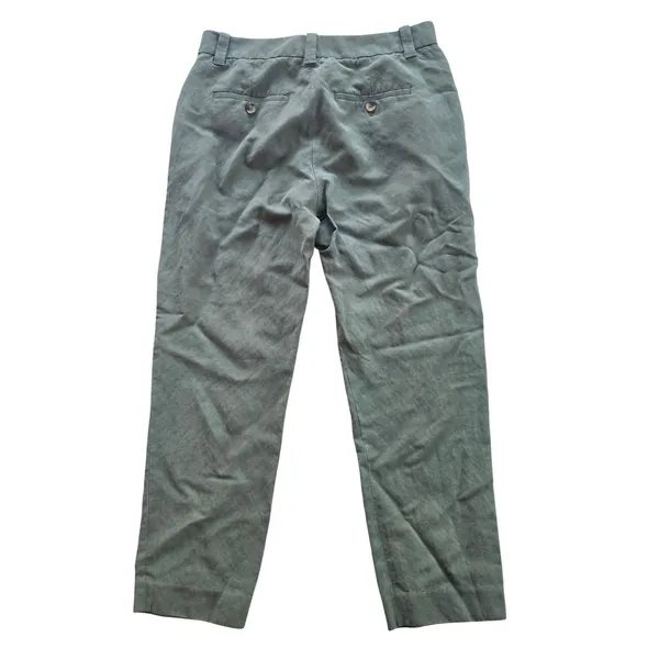 Vince -1159 Olive Green Linen Lyocell Blend‎ Tailored Straight Leg Pants Size 2 - Image 2