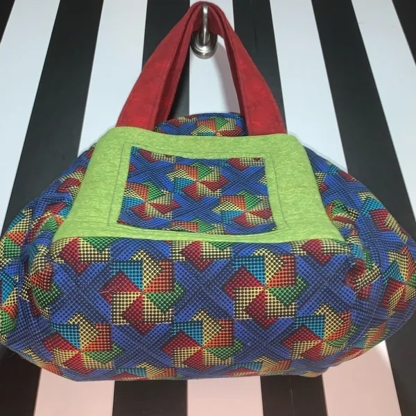 Fabric Quilted Handmade Zipper Folding Oversize Handbag Unique Funky Zips Shut - Image 7