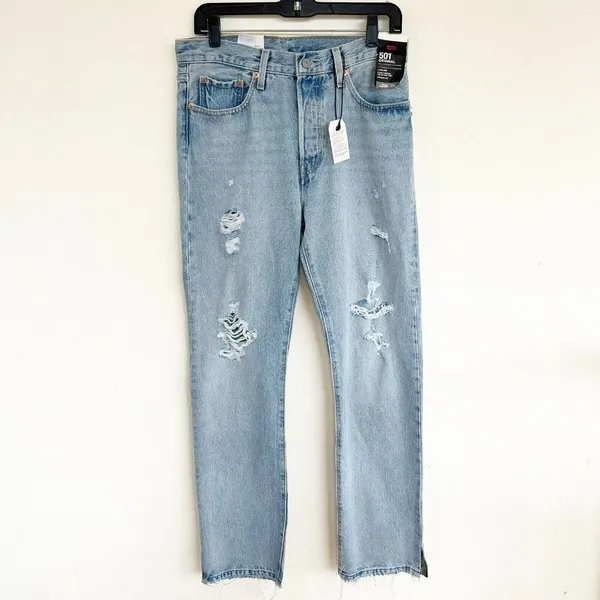 NEW Levi’s 501 Original button fly denim Jeans size 32 light blue premium - Image 6