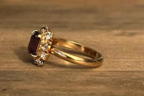 Vintage amethyst and rhinestones adjustable ring - Image 3