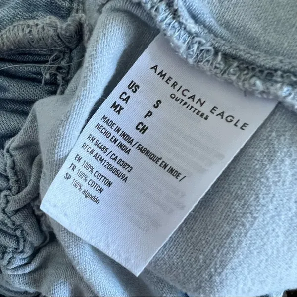 American Eagle Pull On Paperbag Chambray Pants 100% Cotton Small - Image 9