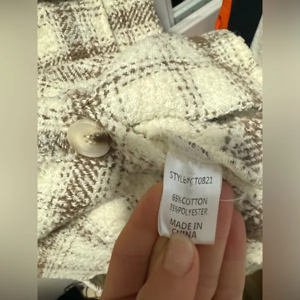 12th Tribe Beige Plaid Textured Jacket - Image 7